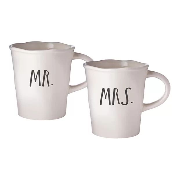 Rae Dunn Stem Print Mr./Mrs. Coffee Mugs (Set of 2) | Wayfair North America