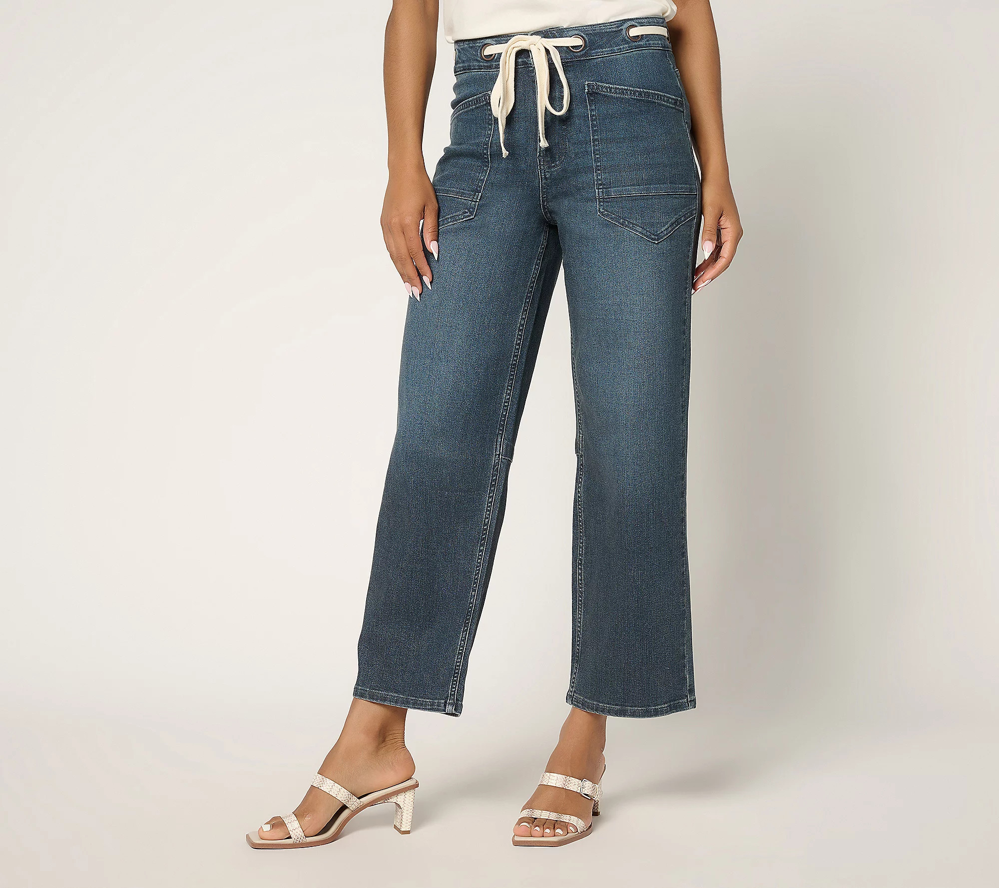 Me by Jennie Garth Petite Ankle Slight Barrel Jeans-Indigo | QVC