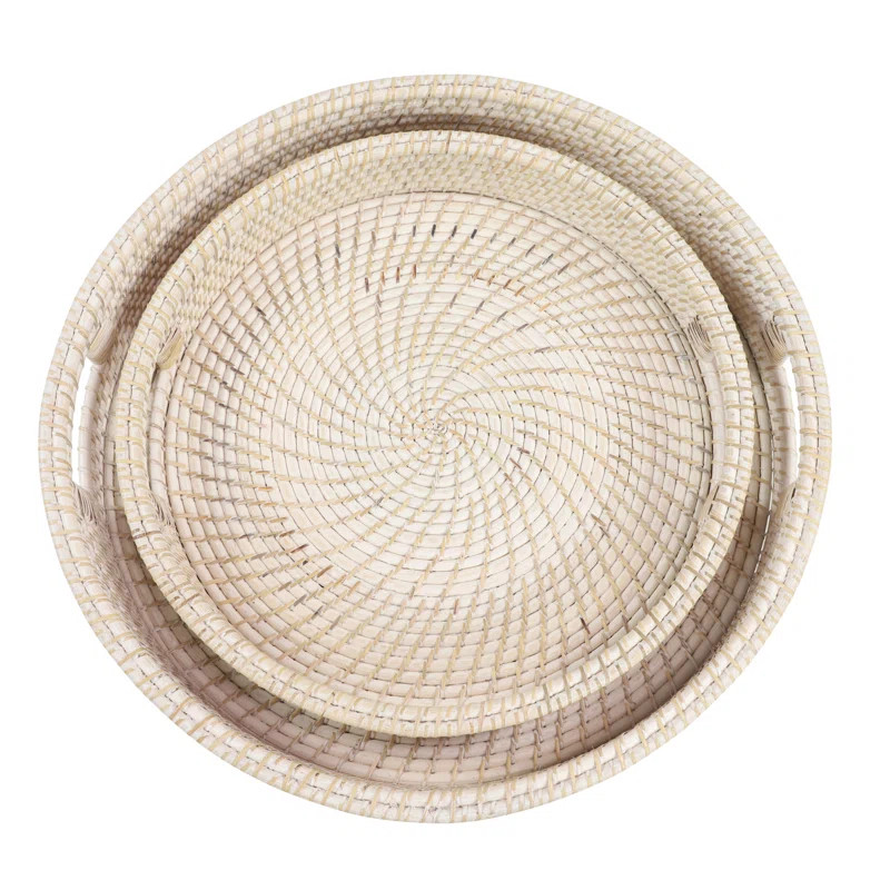 Cory Handwoven Bamboo Round 2 Piece Vanity Tray Set | Wayfair North America