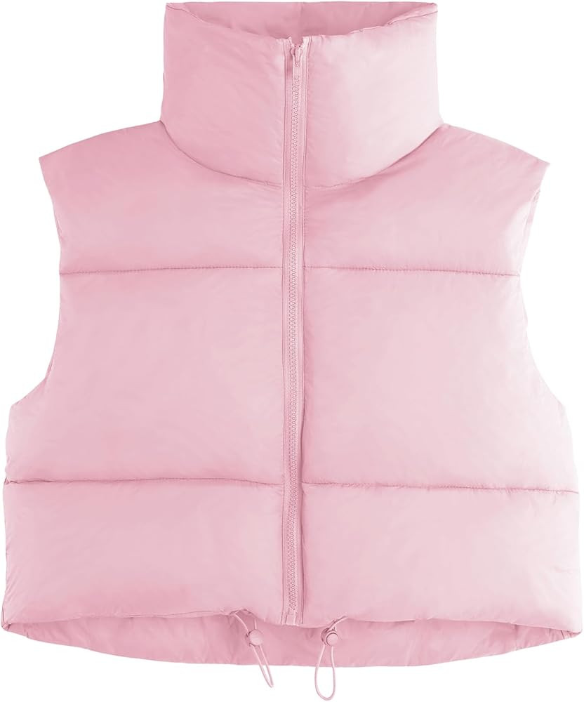 Century Star Cropped Puffer Vest Women Fashion High Neck Zipper Jacket Coat Sleeveless Winter War... | Amazon (US)