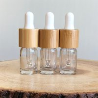 Clear Glass Trio Sets ~ Essential Oil Bottles, Dropper Diy, 3 Options, ""Longer Bamboo"" & White Com | Etsy (US)