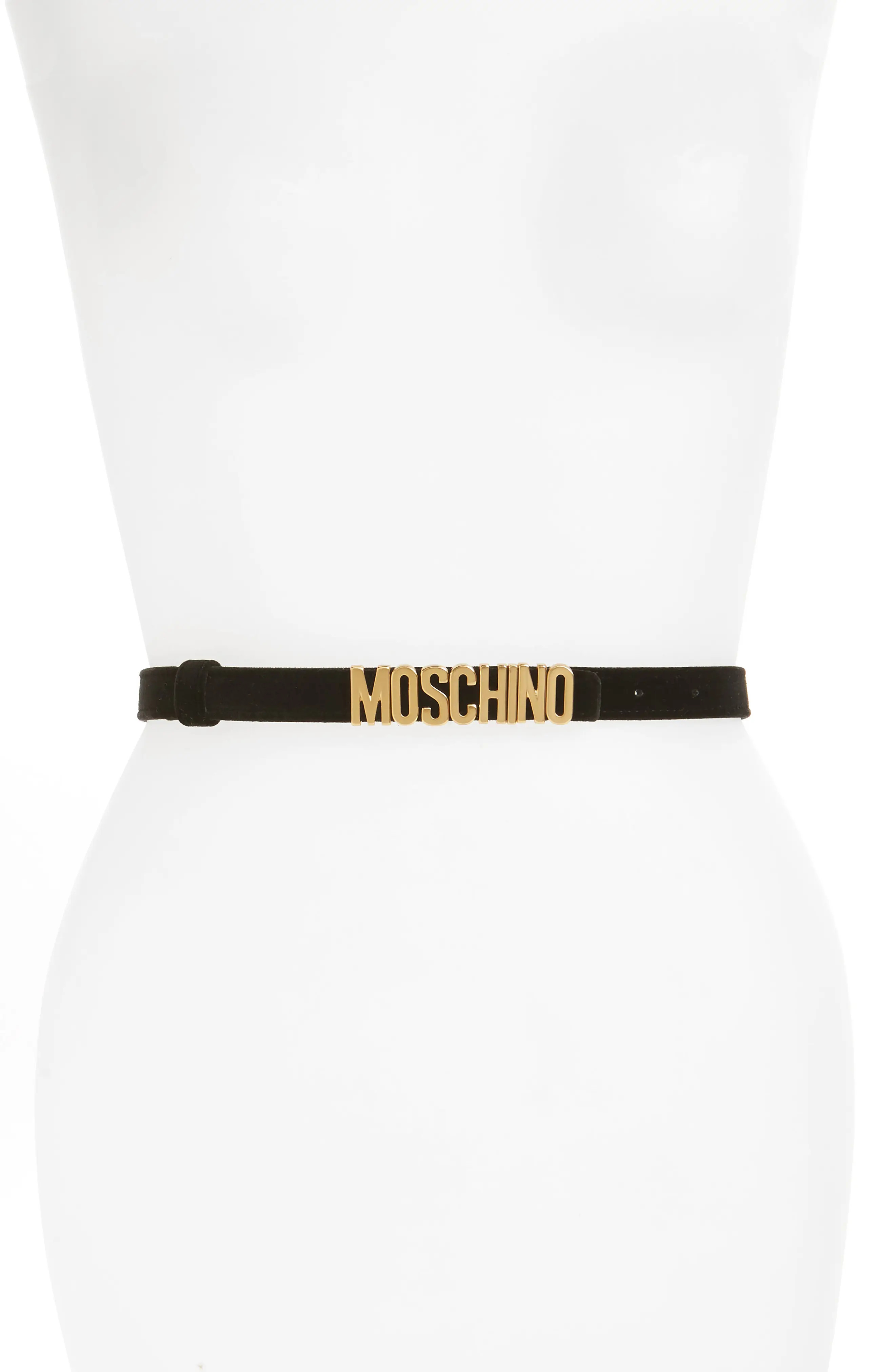 Moschino Logo Plate Skinny Velvet Belt | Nordstrom | Nordstrom