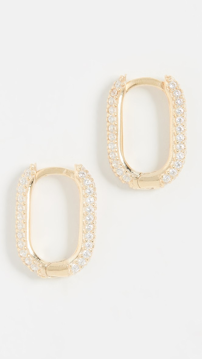 Mini Pave Oval Huggie Earrings | Shopbop