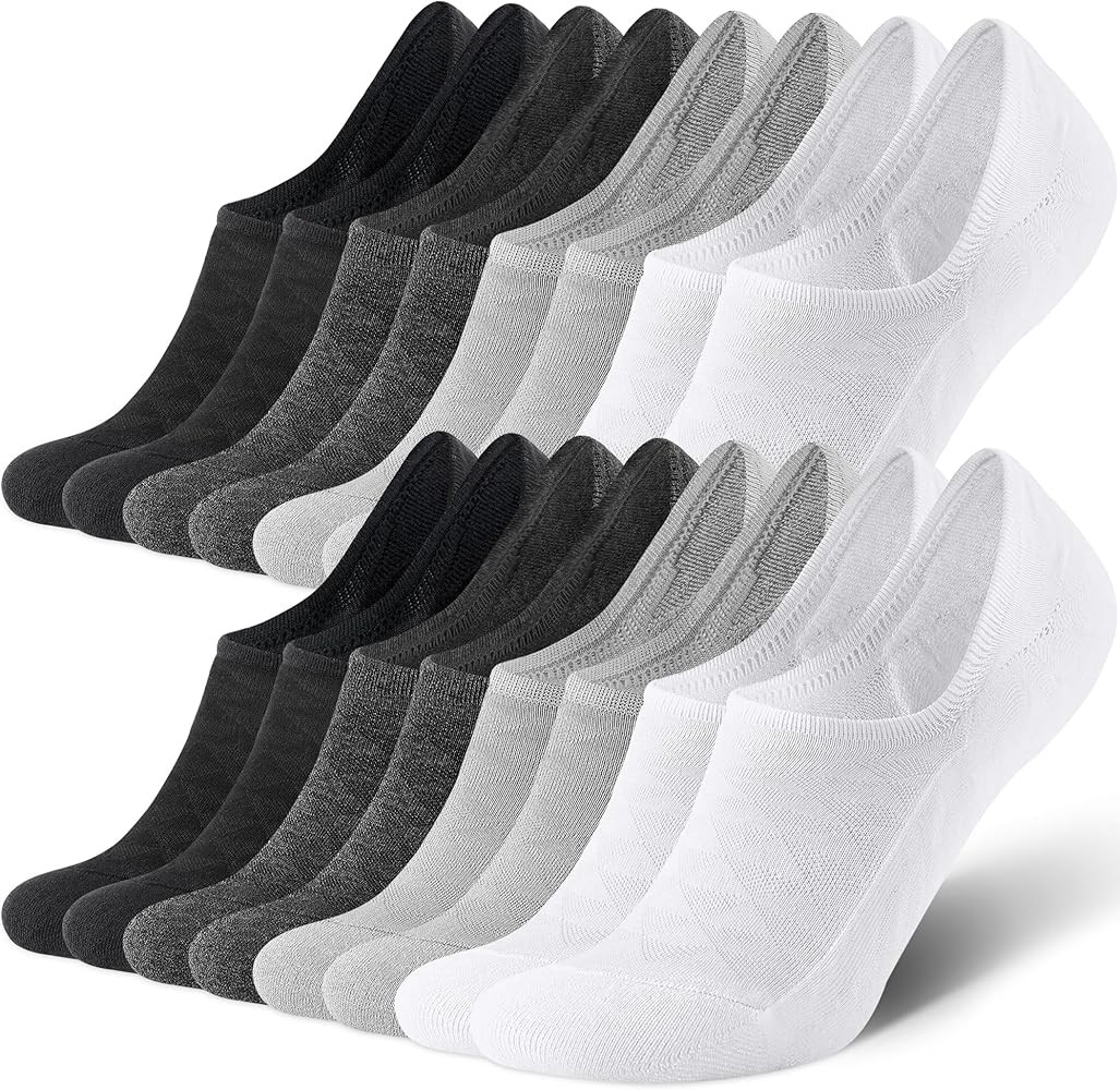 CS CELERSPORT 6/8 Pairs Mens No Show Socks with Cushion Low Cut Invisible Non Slip Socks | Amazon (US)
