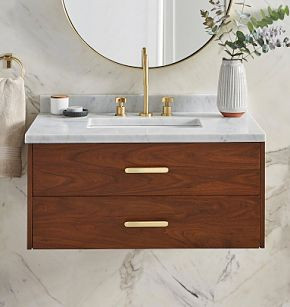 Geneva 36" Wall Mount Walnut Single Vanity | Rejuvenation
