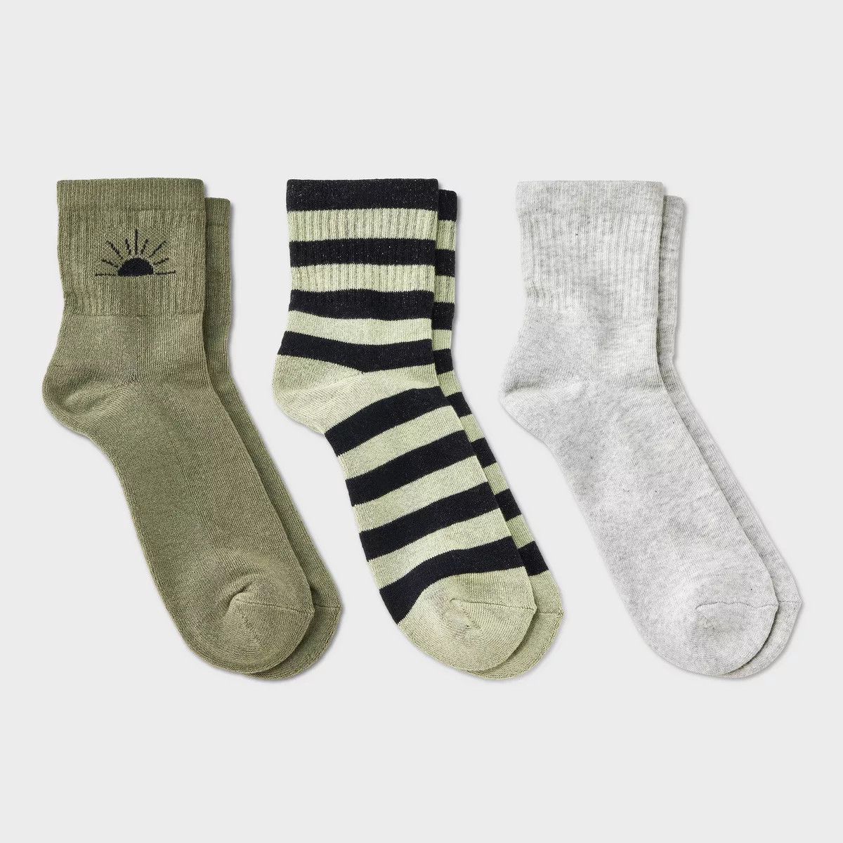 Women's Cushioned Striped 3pk Mid Crew Socks - Universal Thread™ 4-10 | Target