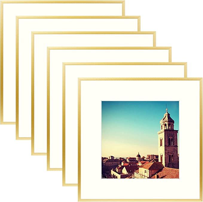 Golden State Art, Gold Aluminum Metal Wall Photo Frame Collection with Ivory Color Mat for Pictur... | Amazon (US)