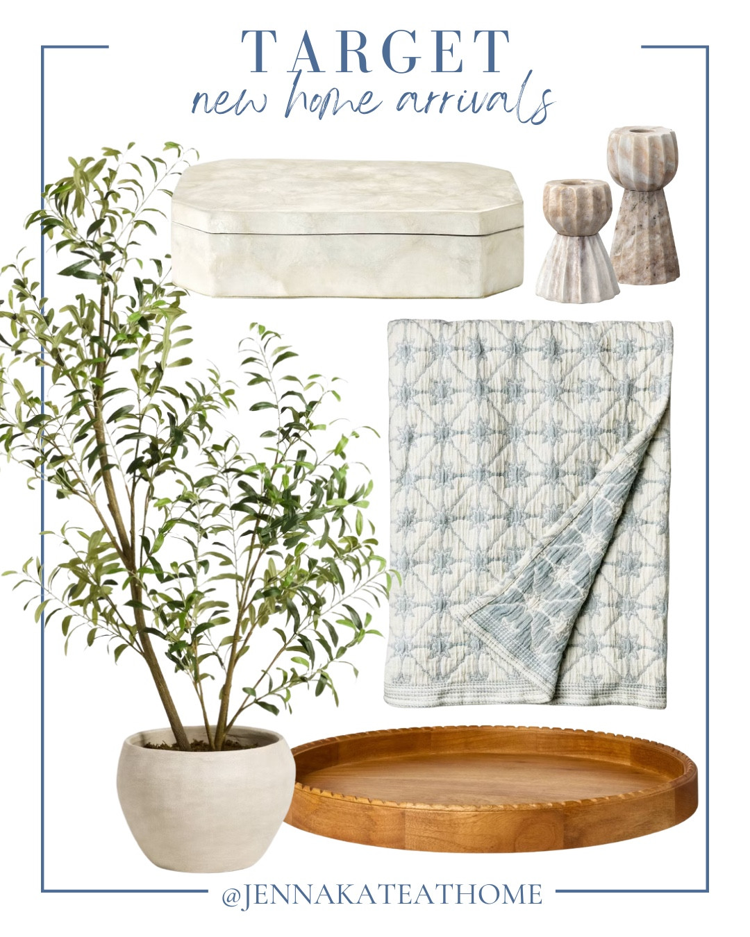 New target arrivals include wooden tray, faux plant, throw blanket, candle stick holders, and decorative box.

Home decor, coastal decor, looks for less

#LTKFindsUnder100 #LTKHome #LTKFindsUnder50