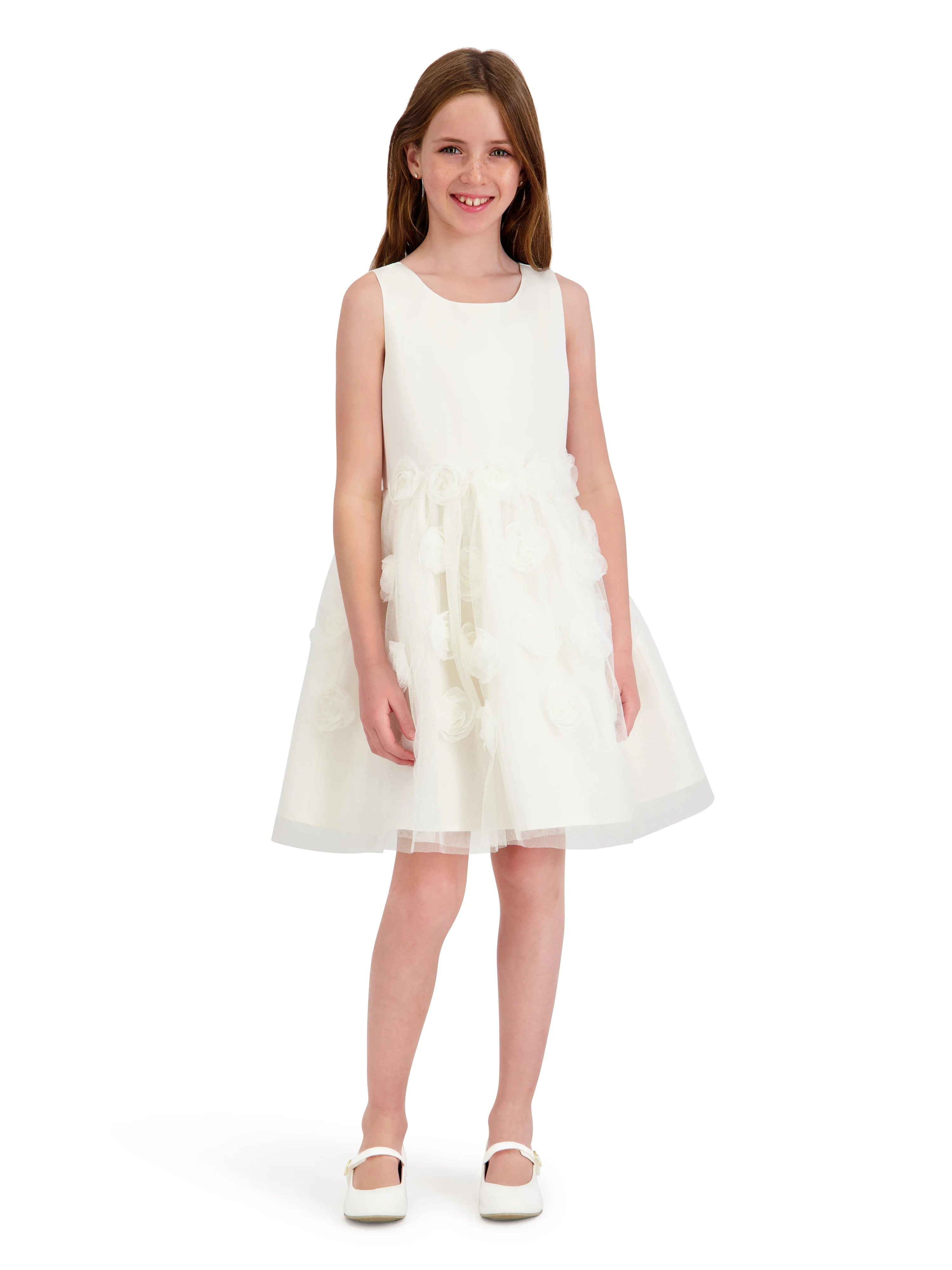 Kensie Girl Sleeveless Party Dress with Rosettes and Pearls, Sizes 4-16 | Walmart (US)