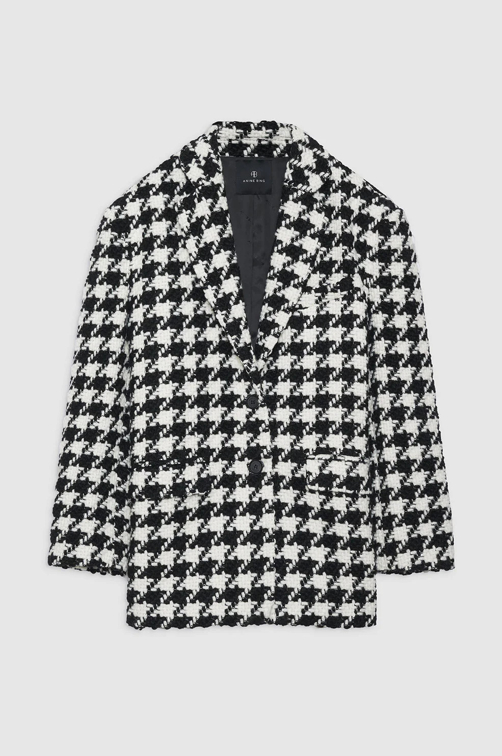Quinn Blazer - Black And White Houndstooth | Anine Bing