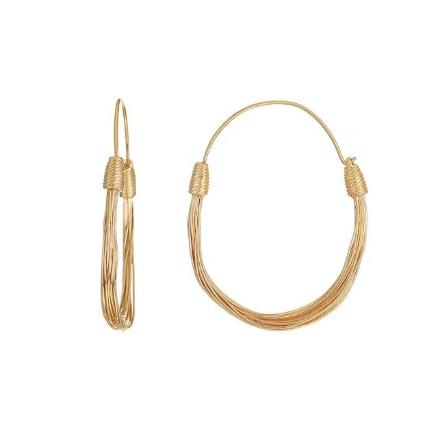 Time and Tru Women's Gold Tone Wire Hoop Earring, 1 Pair | Walmart (US)