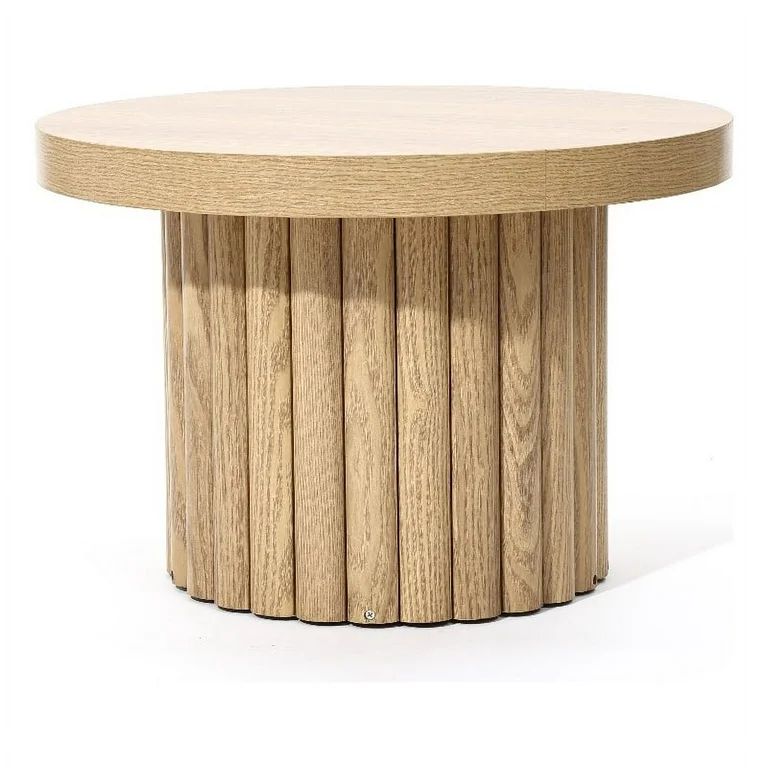 LuxenHome Brown Wood Fluted Round Coffee Table | Walmart (US)