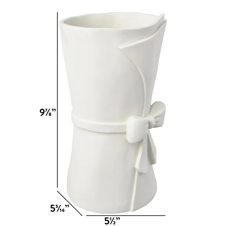 Easter Large White Ceramic Vase with Bow, 9.84 in, by My Texas House | Walmart (US)