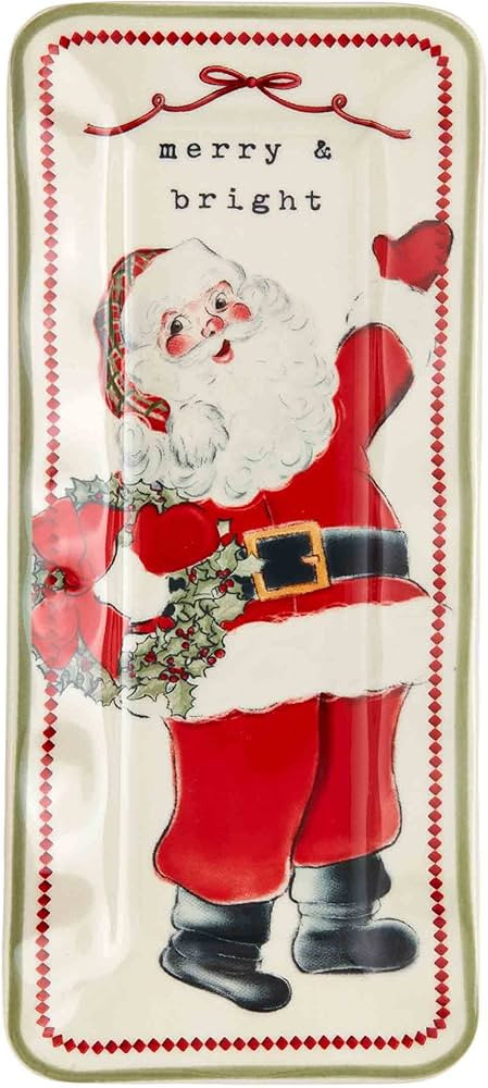 Mud Pie Everything Christmas Plate, Santa Vintage, 4" x 9" | Amazon (US)