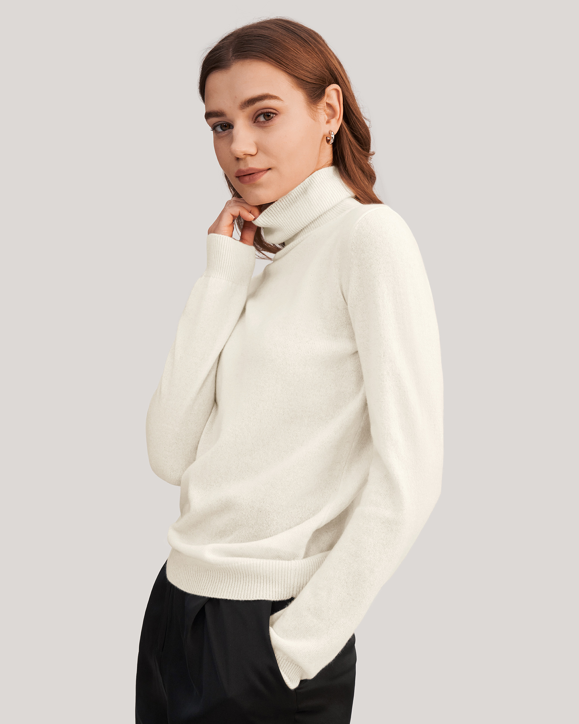 Pure Cashmere Turtleneck Sweater For Women | LilySilk