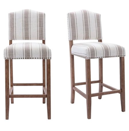 Striped upholstered barstool with wood base 
Bar stool 
Counter stools 

#LTKFindsUnder100 #LTKHome #LTKFamily
