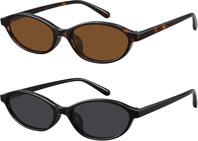 WOWSUN Retro Oval Sunglasses Womens Small Cat Eye Trendy Shades UV400 Protection | Amazon (US)