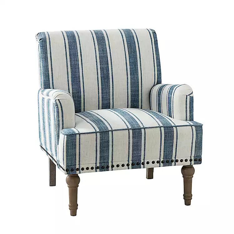 Blue White Stripe Upholstered Accent Chair | Kirkland's Home