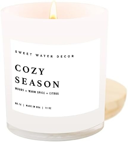 Sweet Water Decor Cozy Season Soy Candles - Fall Candles with Woods, Warm Spice, and Citrus Scent... | Amazon (US)