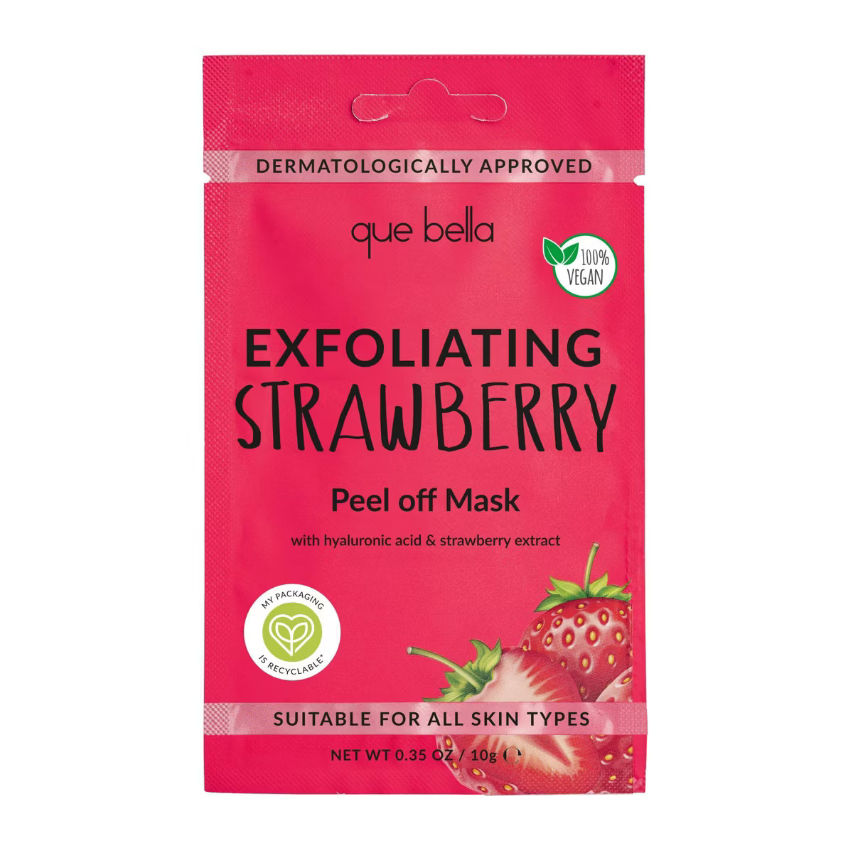 Que Bella Exfoliating Strawberry Peel Off Mask - 0.35oz | Target
