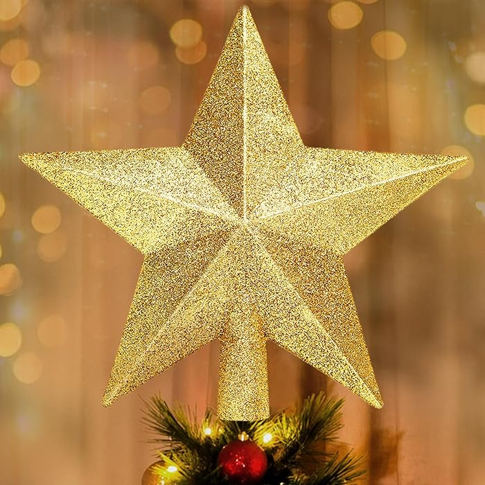 Glitter Christmas Star Tree Topper for Holiday Decorations, Christmas Tree Decoration for Holiday... | Amazon (US)