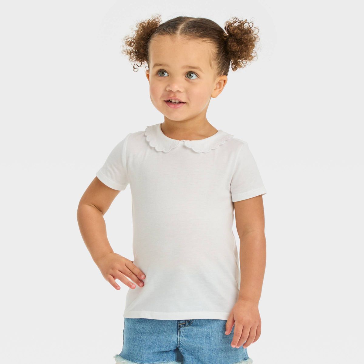 OshKosh B'gosh Toddler Girls' Peter Pan Short Sleeve Top - White | Target