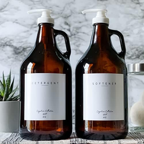 Laundry Detergent Dispenser for Laundry Room - Two Half Gallon Amber Glass Jugs, Fabric Softener Dis | Amazon (US)