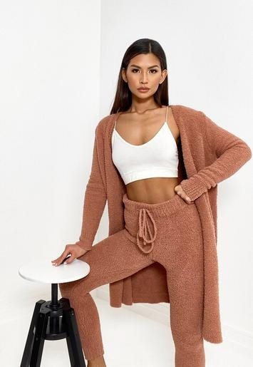 Recycled Mocha Cosy Knit Longline Cardigan | Missguided (US & CA)