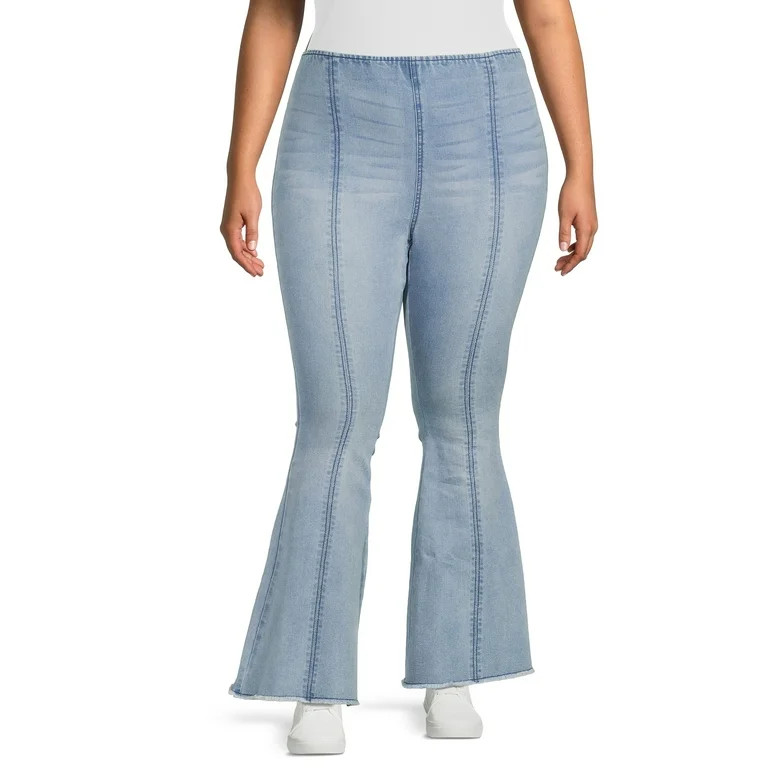 No Boundaries Juniors' Plus Size Pull-On Flare Jeans - Walmart.com | Walmart (US)