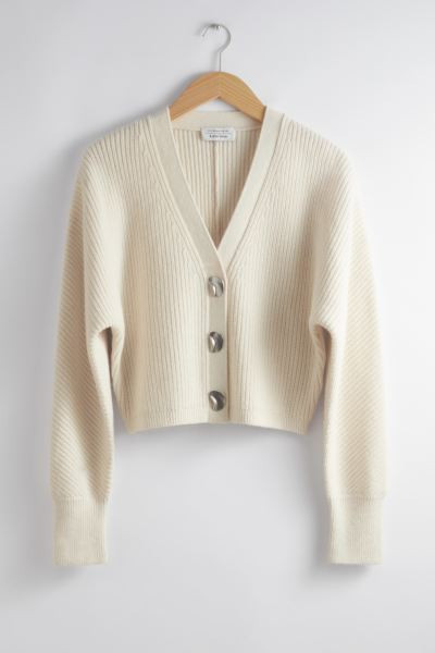 Metal Button Knit Cardigan - Ivory - Ladies | H&M GB | H&M (UK, MY, IN, SG, PH, TW, HK)