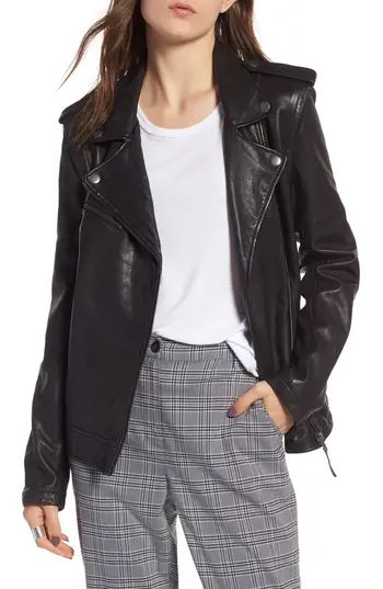 Women's Treasure & Bond Convertible Leather Jacket, Size XX-Small - Black | Nordstrom