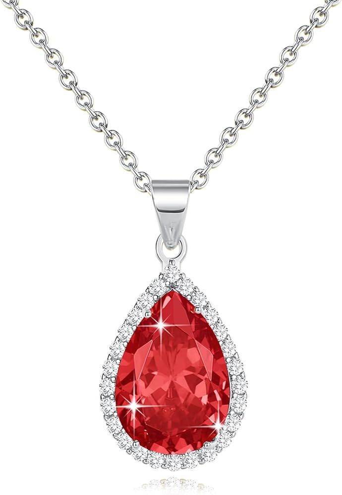 Sumonyo Diamond Teardrop Pendant Necklaces for Women Crystals Birthstone Costume Jewelry Gifts fo... | Amazon (US)