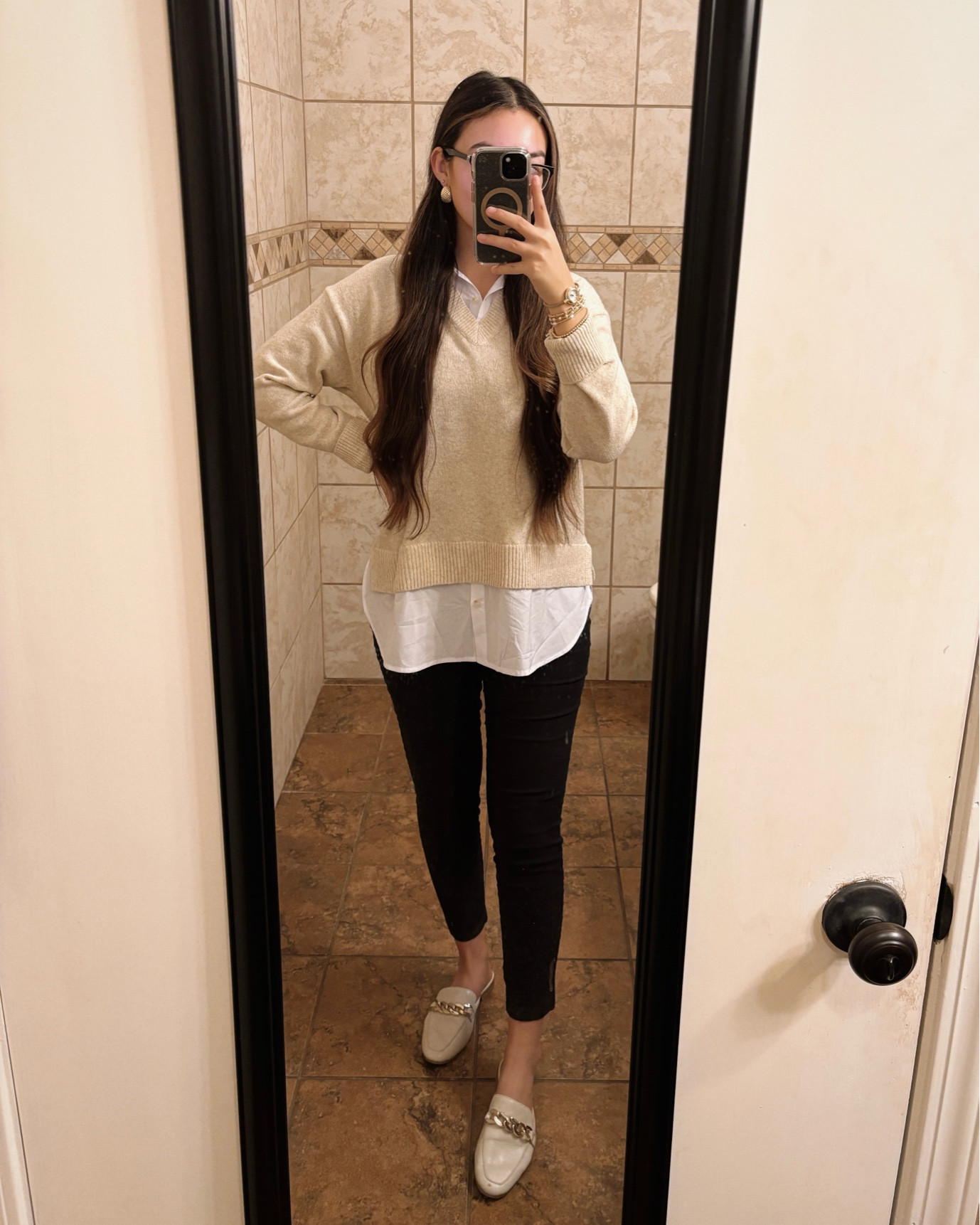 work day fit brought to you by Walmart! this layered sweater is so cute for the office & comfortable

online only has the grey color, but i found this beige in store (size medium)

#LTKStyleTip #LTKWorkwear