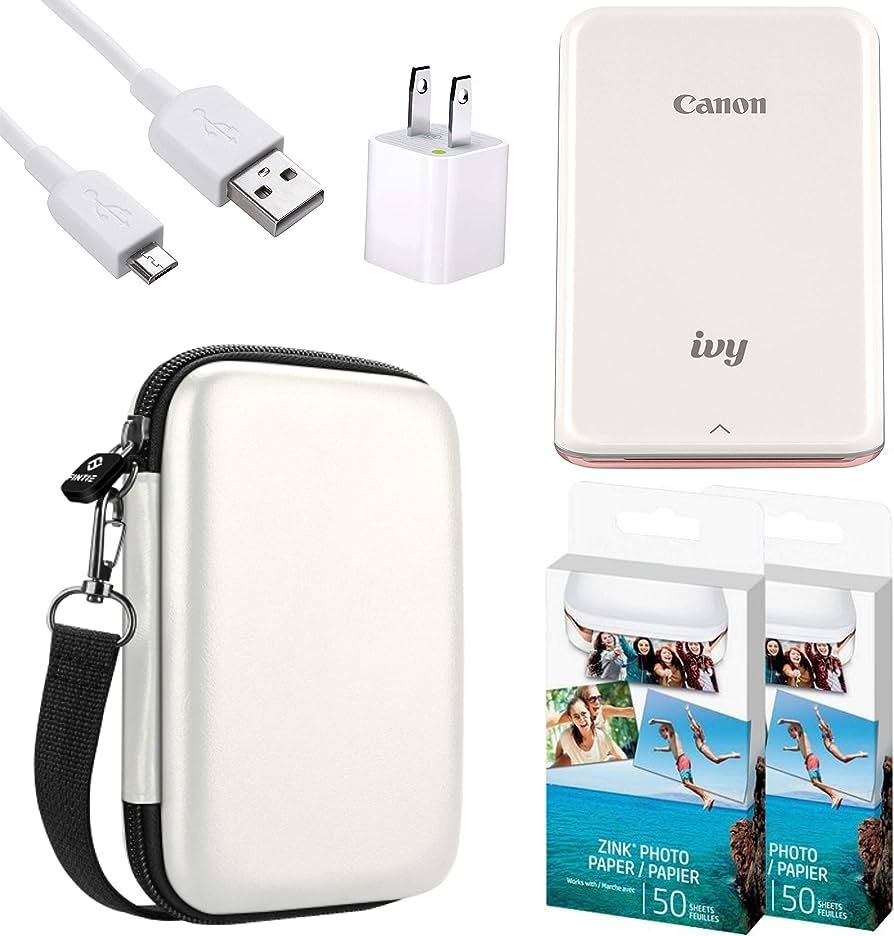 Canon IVY Mobile Instant Mini Photo Pocket Printer through Bluetooth, Portable, Rose Gold, Includ... | Amazon (US)