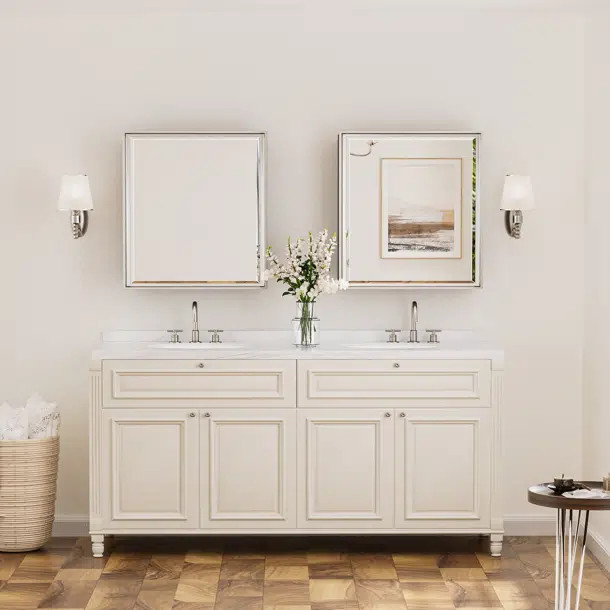 Cyrille Recessed & Surface Framed 1 Door Medicine Cabinet with Mirror and Shelves | Wayfair North America