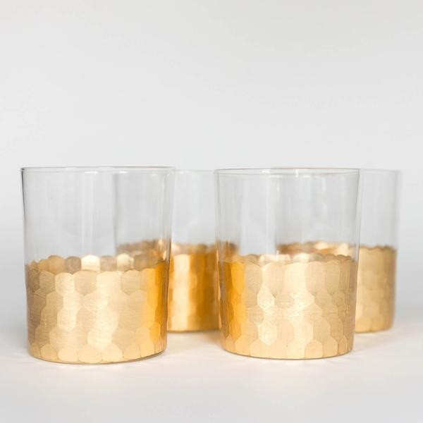 Marrakesh Gold Leaf Rocks Glasses | Mintwood Home