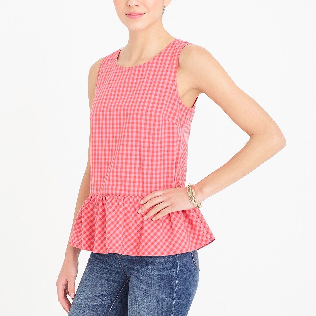 Printed bow-back peplum tank top | J.Crew Factory