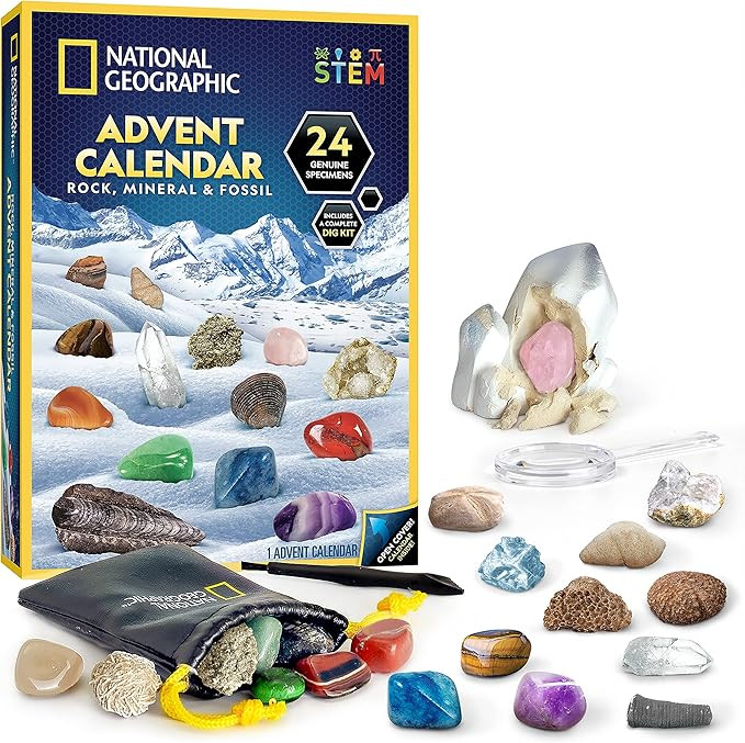 NATIONAL GEOGRAPHIC Rock Collection Advent Calendar 2025 - Advent Calendar for Kids with 24 Gemst... | Amazon (US)