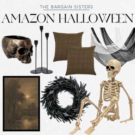 Amazon Halloween Decor

| Creepy Cloth | Halloween Wreath |  Moody Art | Skull Candy Bowl | Check Pillow | Posable Skeleton | LTKHalloween | Amazon Finds 

#LTKSeasonal #LTKHalloween #LTKhome