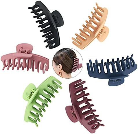 6 Colors Hair Big Claw Clips Strong Hold Hair Clips 4.3Inch Matte Nonslip Hair Clamps Fit Thin Ha... | Amazon (US)