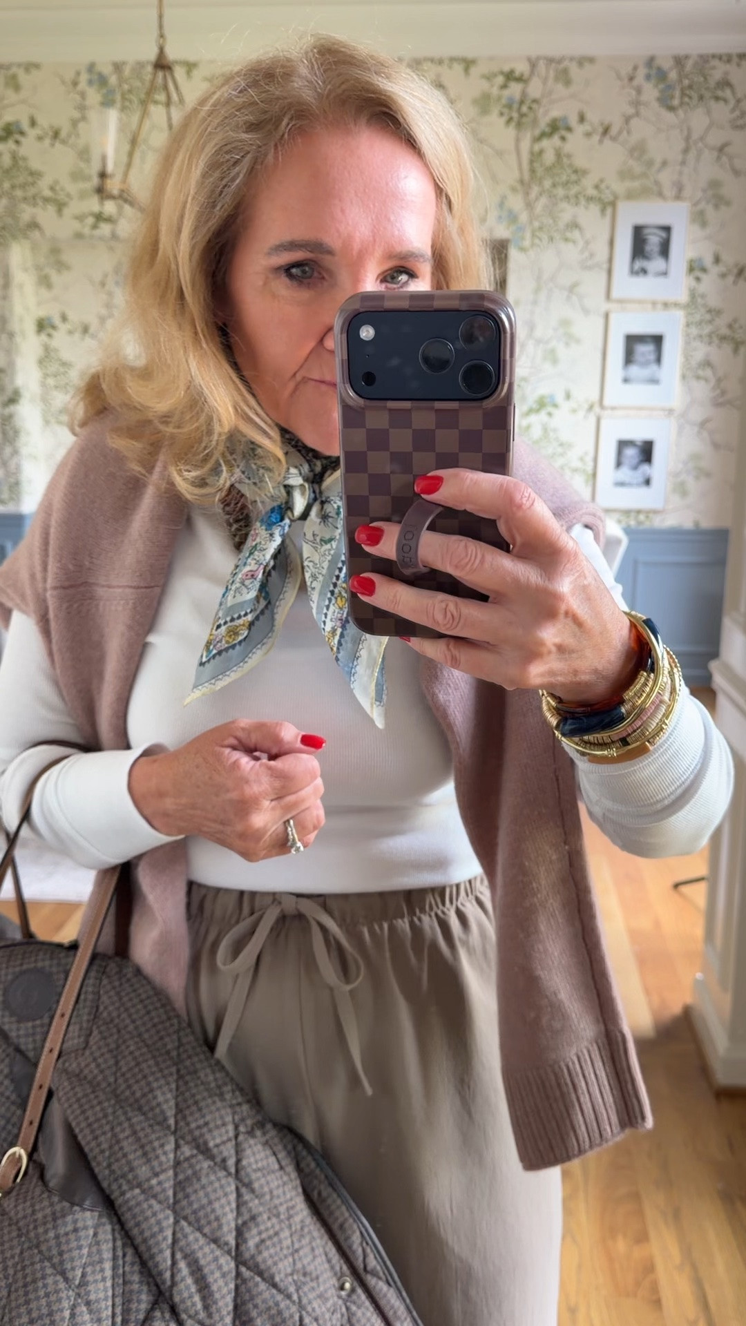 Long haul overnight flight ahead to South America
Very comfortable yet elegant pants no wrinkle size medium I usually get the regular length and hand them. However, these are the short.
I’ll link a white similar white tee that I size up to a large
Cashmere sweater is a necessity over your shoulders on a flight. That way it goes on when it gets chilly.
I’ll link my necessities in my bag

#LTKOver40 #LTKTravel #LTKootd