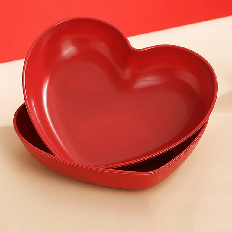 2-Pack Red Heart-Shaped Serving Plates with Base, Plastic Dessert and Cake Trays, Romantic Valent... | Walmart (US)