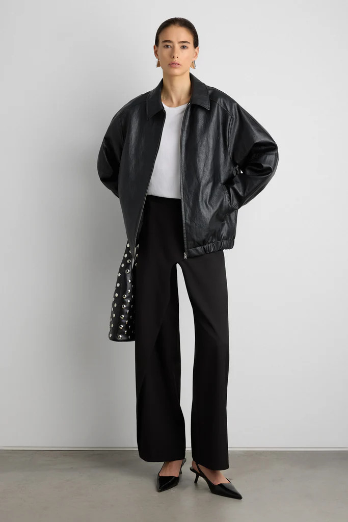 VEGAN LEATHER BOMBER JACKET | OAK + FORT