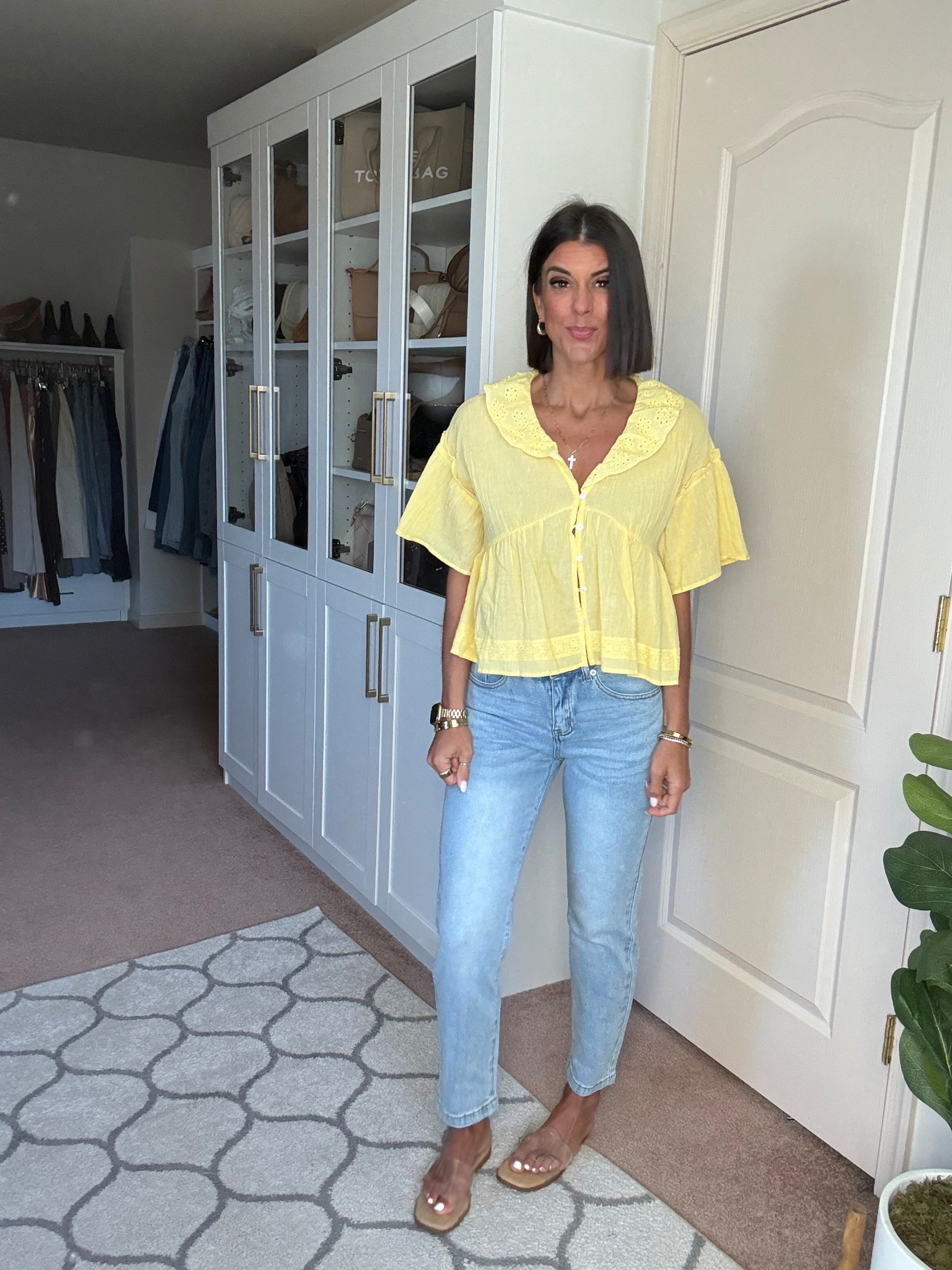 Size small in blouse, size 2 in jeans

#LTKSeasonal