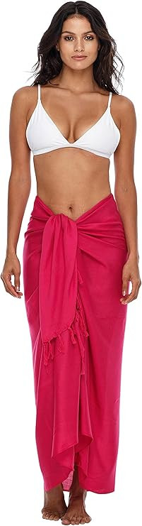 SHU-SHI Womens Beach Cover Up Sarong Swimsuit Cover-Up Many Solids Colors | Amazon (US)