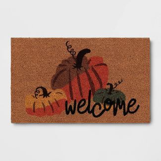 1'6"x2'6" Welcome Pumpkin Doormat Orange - Threshold™ | Target