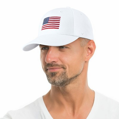 Solaris Cotton American Flag Embroidered Baseball Hats, Patriotic Sports Sun Cap for Mens Womens Teens, White | Target