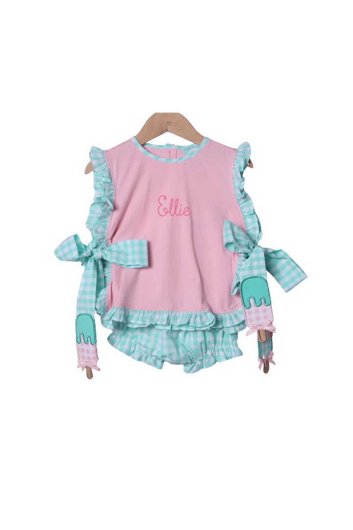 Applique Gingham Popsicle Bloomer Set | The Smocked Flamingo