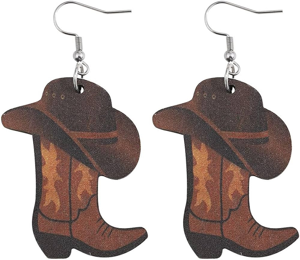 Double-Sided Wooden Cowgirl Earrings Western Cowgirl Boots Earrings for Women Girls Cowboy Boots ... | Amazon (US)