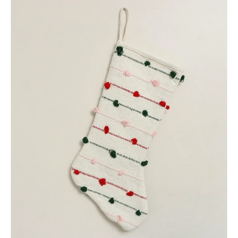 White Woven Textured Fabric Christmas Stocking, 20 in, by Holiday Time | Walmart (US)